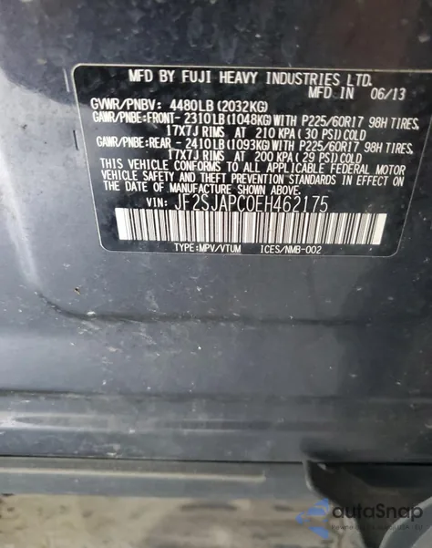 2014 Subaru Forester 2.5I Touring from USA, damaged, VIN JF2SJAPC0EH462175